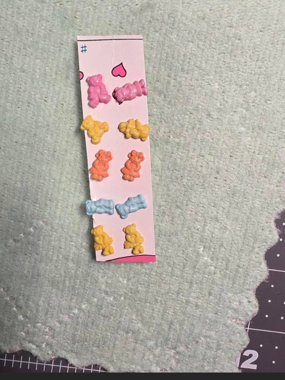 5 Pairs  Teddy Bear Stud Earring Set for Kids - Pink, Yellow, Orange, Blue
